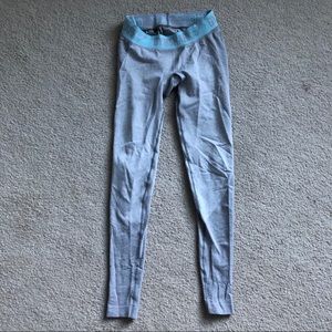 Gymshark grey marl/light green flex leggings